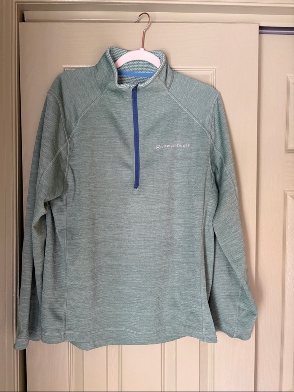 Vineyard Vines Performance Pullover with Blue Trim